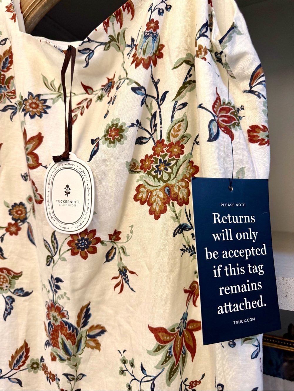 Tuckernuck Cream Floral Mini Dress with Rust and Navy Accents - Picture 4 of 6